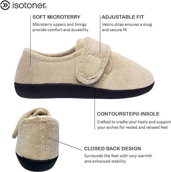 Isotoner Women's Microterry Velcro Slipper