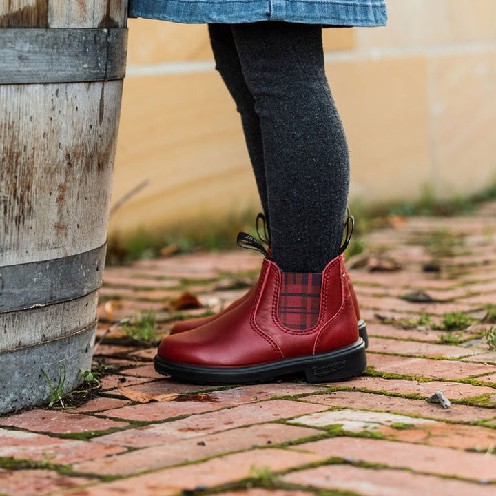 Blundstone Kid's 2192 Red Burgundy Tartan Elastic Boot