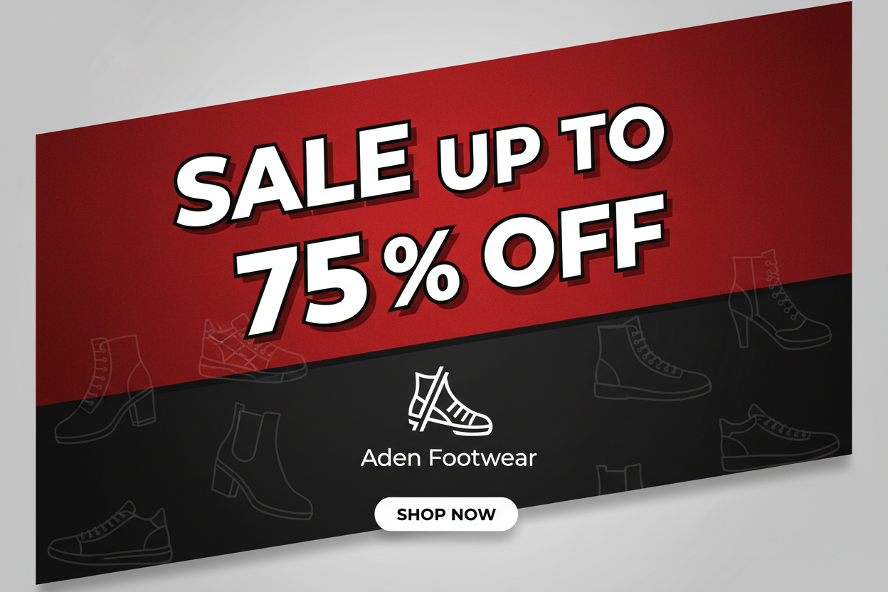 sale up to 75% off with store logo